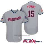 Maglia Baseball Uomo Minnesota Twins 2017 Stelle e Strisce Glen Perkins Grigio Flex Base