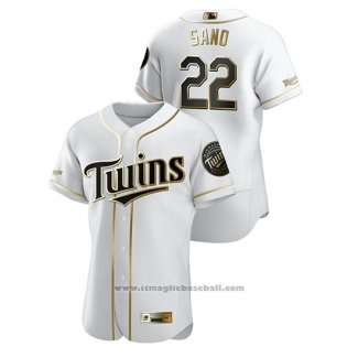 Maglia Baseball Uomo Minnesota Twins Miguel Sano Golden Edition Autentico Bianco