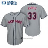 Maglia Baseball Uomo New York Mets 2017 Stelle e Strisce Matt Harvey Grigio Cool Base