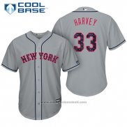 Maglia Baseball Uomo New York Mets 2017 Stelle e Strisce Matt Harvey Grigio Cool Base