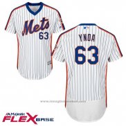 Maglia Baseball Uomo New York Mets 63 Gabriel Ynoa Flex Base Bianco
