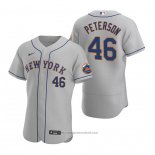 Maglia Baseball Uomo New York Mets David Peterson 46 Autentico Road Grigio