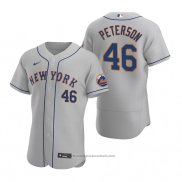 Maglia Baseball Uomo New York Mets David Peterson 46 Autentico Road Grigio