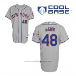 Maglia Baseball Uomo New York Mets Jacob Degrom 48 Grigio Cool Base