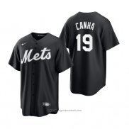 Maglia Baseball Uomo New York Mets Mark Canha Replica Nero Bianco