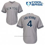 Maglia Baseball Uomo New York Yankees Lou Gehrig 4 Grigio Cool Base