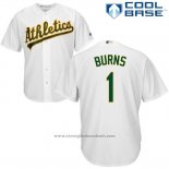 Maglia Baseball Uomo Oakland Athletics Billy Burns Bianco Autentico Collection Cool Base Custom