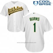 Maglia Baseball Uomo Oakland Athletics Billy Burns Bianco Autentico Collection Cool Base Custom