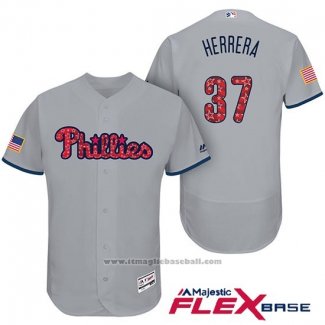 Maglia Baseball Uomo Philadelphia Phillies 2017 Stelle e Strisce Odubel Herrera Grigio Flex Base