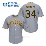 Maglia Baseball Uomo Pittsburgh Pirates A.j. Burnett 34 Grigio Cool Base