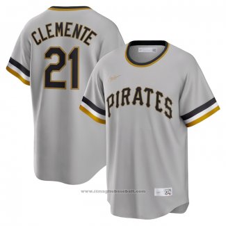 Maglia Baseball Uomo Pittsburgh Pirates Roberto Clemente Road Cooperstown Collection Grigio