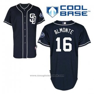 Maglia Baseball Uomo San Diego Padres Abraham Almonte 16 Blu Alternato Cool Base