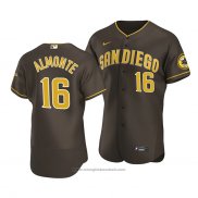 Maglia Baseball Uomo San Diego Padres Abraham Almonte Autentico Road 2020 Marrone