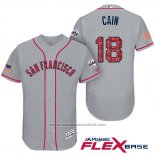 Maglia Baseball Uomo San Francisco Giants 2017 Stelle e Strisce Matt Cain Grigio Flex Base