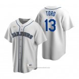 Maglia Baseball Uomo Seattle Mariners Abraham Toro Cooperstown Collection Home Bianco