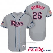 Maglia Baseball Uomo Tampa Bay Rays 2017 Stelle e Strisce Brad Boxberger Grigio Flex Base