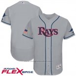 Maglia Baseball Uomo Tampa Bay Rays 2017 Stelle e Strisce Grigio Flex Base