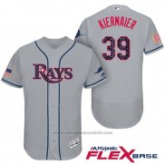 Maglia Baseball Uomo Tampa Bay Rays 2017 Stelle e Strisce Kevin Kiermaier Grigio Flex Base