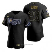 Maglia Baseball Uomo Tampa Bay Rays Ji Man Choi Nero 2021 Salute To Service