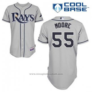 Maglia Baseball Uomo Tampa Bay Rays Matt Moore 55 Grigio Cool Base