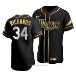 Maglia Baseball Uomo Tampa Bay Rays Trevor Richards Golden Edition Autentico Nero Or