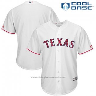 Maglia Baseball Uomo Texas Rangers 2017 Stelle e Strisce Bianco Cool Base