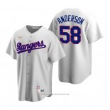 Maglia Baseball Uomo Texas Rangers Drew Anderson Cooperstown Collection Home Bianco