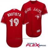 Maglia Baseball Uomo Toronto Blue Jays 19 Jose Bautista Scarlet 2017 Flex Base