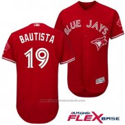 Maglia Baseball Uomo Toronto Blue Jays 19 Jose Bautista Scarlet 2017 Flex Base