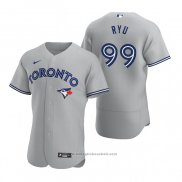 Maglia Baseball Uomo Toronto Blue Jays Hyun Jin Ryu Autentico 2020 Road Grigio