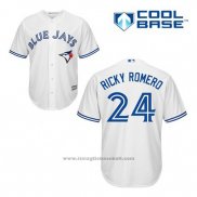 Maglia Baseball Uomo Toronto Blue Jays Ricky Romero 24 Bianco Home Cool Base