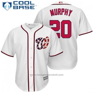 Maglia Baseball Uomo Washington Nationals 20 Daniel Murphy Bianco 2017 Cool Base