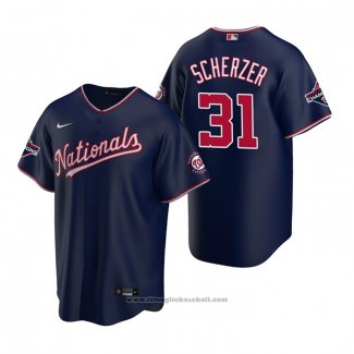 Maglia Baseball Uomo Washington Nationals Max Scherzer Replica Blu