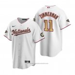 Maglia Baseball Uomo Washington Nationals Ryan Zimmerman Gold-Trimmed Championship Replica Bianco