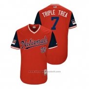 Maglia Baseball Uomo Washington Nationals Trea Turner 2018 LLWS Players Weekend Triple Trea Rosso