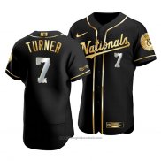 Maglia Baseball Uomo Washington Nationals Trea Turner Golden Edition Autentico Nero Or