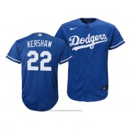 Maglia Baseball Bambino Los Angeles Dodgers Clayton Kershaw Replica Alternato 2020 Blu