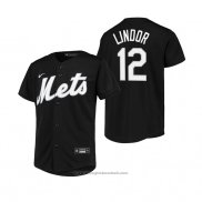 Maglia Baseball Bambino New York Mets Francisco Lindor Replica Nero