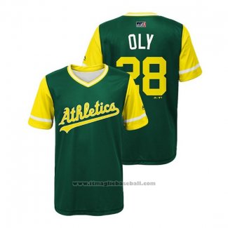 Maglia Baseball Bambino Oakland Athletics Matt Olson 2018 LLWS Players Weekend Oly Verde