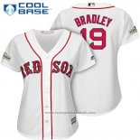 Maglia Baseball Donna Boston Red Sox 2017 Postseason 19 Jackie Bradley Jr. Bianco Cool Base