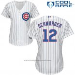 Maglia Baseball Donna Chicago Cubs 12 Kyle Schwarber Cool Base Bianco