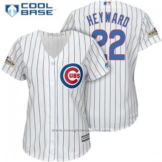 Maglia Baseball Donna Chicago Cubs 2017 Postseason 22 Jason Heyward Bianco Cool Base