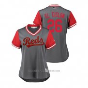 Maglia Baseball Donna Cincinnati Reds Raisel Iglesias 2018 LLWS Players Weekend El Ciclon Grigio