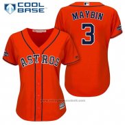 Maglia Baseball Donna Houston Astros 2017 World Series Campeones Cameron Maybin Arancione Cool Base