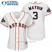 Maglia Baseball Donna Houston Astros 2017 World Series Campeones Cameron Maybin Bianco Cool Base