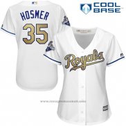 Maglia Baseball Donna Kansas City Royals Eric Hosmer 35 World Series Campeones Or Bianco Cool Base