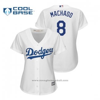 Maglia Baseball Donna Los Angeles Dodgers Manny Machado Cool Base Home Bianco