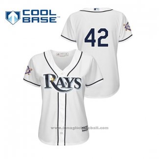 Maglia Baseball Donna Tampa Bay Rays 2019 Jackie Robinson Day Cool Base Bianco