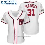 Maglia Baseball Donna Washington Nationals 2017 Postseason Max Scherzer Bianco Cool Base