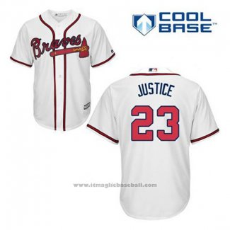 Maglia Baseball Uomo Atlanta Braves 23 David Justice Bianco Home Cool Base